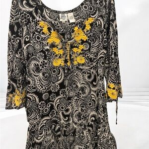 Ivy Jane Black and Yellow Floral Long Sleeve Dress